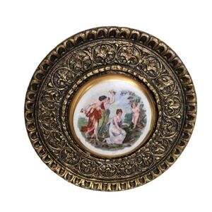 Vintage Sungott Art Studios Plate Genuine Porcelain Hand Enameled 24k Gold Plate